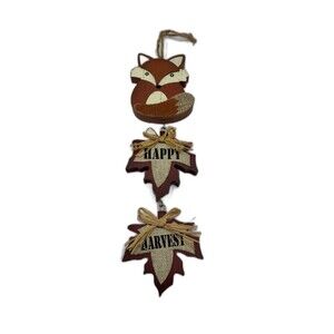 2018 Wood Fall Decor Red Fox Happy Harvest Wall/ Door Hanging Real Wood